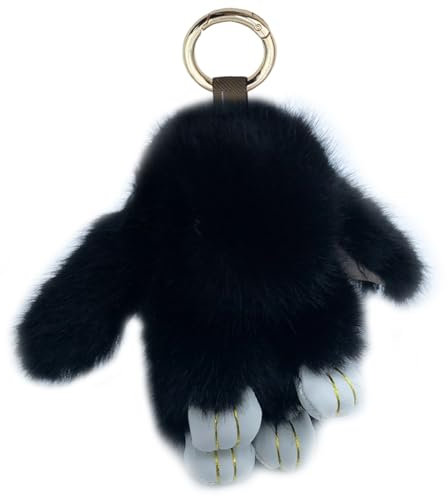 Xsclpomddy Mini Plüsch Hase Schlüsselanhänger Plüsch-Häschen Schlüsselanhänger Pom Poms Taschenanhänger Handtasche Autoschlüssel Dekoration,black