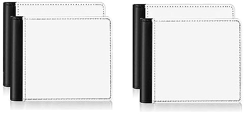Qeunrtiy Paquet de 4 Portefeuilles par Sublimation en Cuir Vierge par Transfert de Chaleur, Portefeuilles par Sublimation, Banque pour, Cadeau, Bureau, Voyage, Installation Facile, Facile à Uti