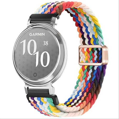 GIOPUEY Strap Compatible with Garmin Lily 2/Claasic/Active, Flexible Nylon Braided Strap, Strap Replacement [Unisex] - rainbow colors