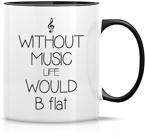 Funny Mug - Without Music Life Would B Flat Musician 11 Oz Ceramic Coffee Mugs - Funny, Sarcasm, Sarcastic, Motivational, Inspirational Birthday Gifts