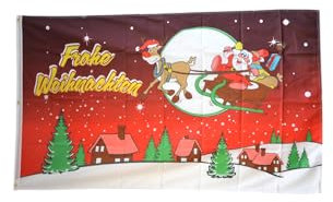 Flaggenfritze Fahne Weihnachten 150x250 cm mit 3 Metallösen, Flagge Frohe Weihnachten Rentier und Weihnachtsmann Rot, wetterbeständig, Polyester, doppelt genäht, Weihnachtsflagge Deko