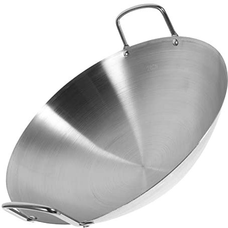 IMIKEYA Wok De Acero Inoxidable 28cm Doble Mango Sartén De Cocina Multifuncional Utensilio De Cocina Resistente Adecuado Para Freír y Saltear Para Uso Doméstico