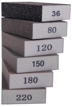 Sanding sponges 6 Grits(36-80-120-150-180-220),Sanding Blocks,Sand Paper Sandpaper for Walls,Wet and Dry Blocks Sandpaper,Flexible Sanding Block for Metal,Sandpaper for Wood,Sandpaper block-6pcs