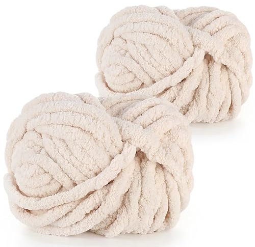 Coopay Dicke Wolle zum Häkeln, 2x240g Weiches Armstricken Wolle zum Handstricken, Soft Chunky Wolle zum Stricken, Sperrige Armstricken Wolle, xxl Wolle für Decken, Kissen, Haustier Nest - Beige