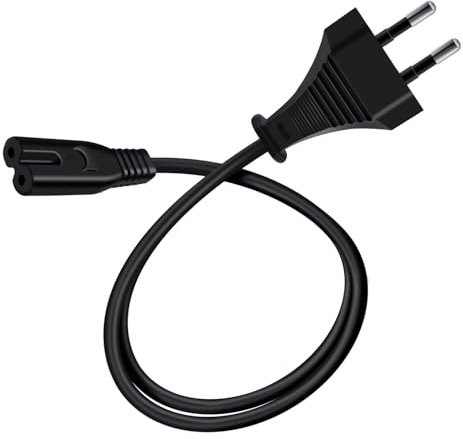 HuaLiSiJi Cable Alimentación C7 90° 2.5A 250V Cable Alimentacion TV 2x0.75mm² para PS4, PS5, Televisores, Computadoras Portátiles, Monitores e Impresoras (Negro, 1m)