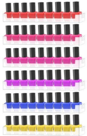 Organisateur Mural de Vernis à Ongles, 6 Pièces Étagère Murales à Vernis Onglerie, Affichage de Vernis Ongle Organisateur, Rangement Vernis a Ongle pour Salon Studios, Acrylique, Transparent