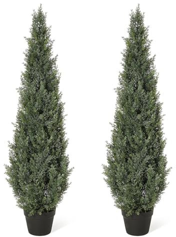 Litake Künstliche Zeder Pflanze 120cm Kunstpflanze Zedernbaum,Grüne Kiefer,Kunstbaum Outdoor UV Geschützt für Home Wohnzimmer Schlafzimmer Büro Deko （2 Pack） (120cm)