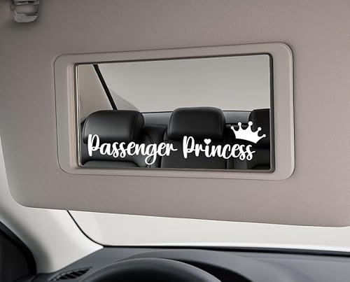 Passenger Princess Car Mirror Decor Sun Visor Mirror Decal Sticker for car Girl (White)