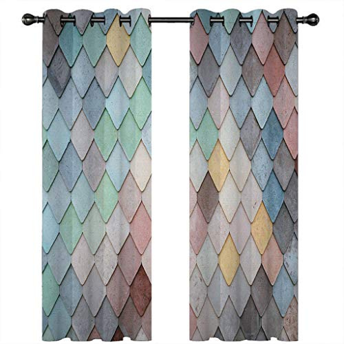 GSKOQD Verdunkelungsvorhang Kinderzimmer Blickdichter Vorhang 200X160Cm (B X H) Digitaldruck 3D Bunte Rautenstickerei Ösenschal 2Er Set Vorhänge Wohnzimmer Schlafzimmer Thermo Gardinen