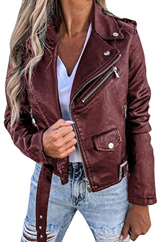 Giacca di Pelle Donna- Giubbino Giacche Ecopelle Donna- Chiodo Giacca in Ecopelle Borchiata Giacchetta Casual Biker Motociclista Leggera Nera Comoda Giubbotto Donna Moto Giacca Corta Donna Giacchetto