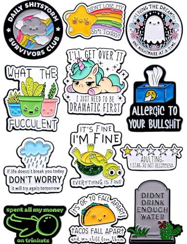 Funny Enamel Pins for Adults – Metal Humorous Sarcastic Pins for Backpacks, Jackets & Hats – Gift for Coworkers & Friends