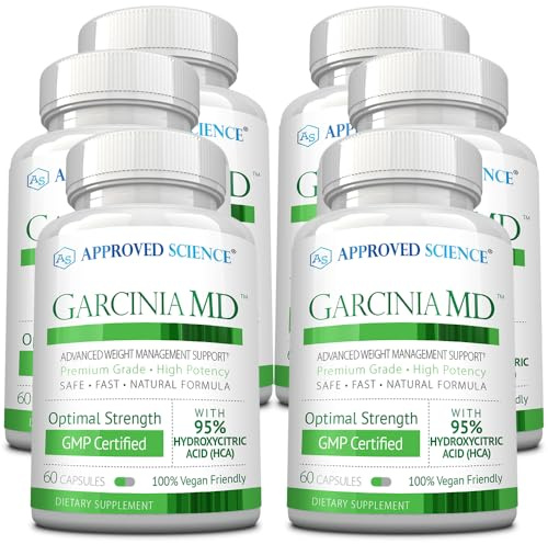 Approved Science Garcinia MD - 95% HCA - 1600mg Garcinia Cambogia Extract - 60 Vegan Capsules - Pack of 6