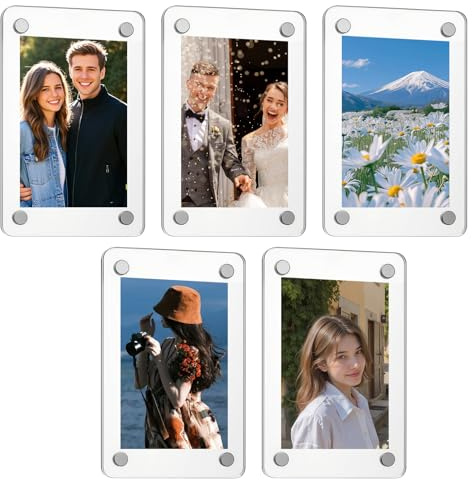 Acryl Kühlschrank Magnetrahmen 5er-Pack Klar Doppelseitiger Magnetrahmen Mini Kühlschrank Bilderrahmen Foto Transparente Anzeige 6 x 9 cm