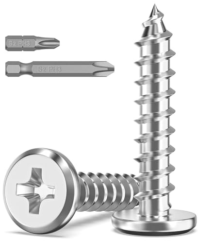 Boltmax 20 Stück Holzschrauben M6 x 30mm, Flachkopfschrauben Kreuzschlitz | Blechschrauben Edelstahl A2 V2A, Selbstschneidende Schrauben Vollgewinde mit Bit für Holz & Metall
