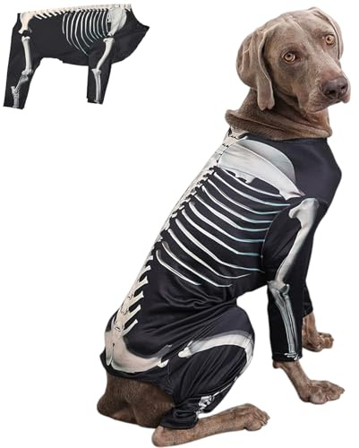 Skeleton Dog Costume for Large Dogs, Halloween-Hundekostüm, Lustiges Hunde-Skelett Kostüm für Kleine, Mittlere & Große Hunde, 4-Beiniges Haustier Cosplay Outfit (L)
