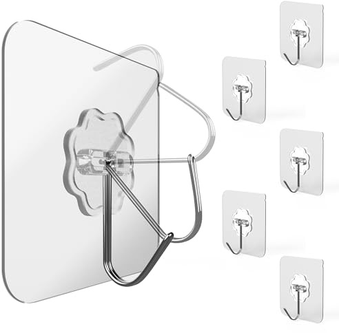 4smile Klebehaken extra stark, 6 Stück | Transparent selbstklebende Haken - 180° drehbar, 10 kg Tragkraft, Wandhaken Selbstklebend für Küche, Bad und Deko