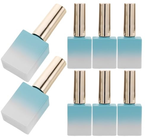 COOPHYA 8Pcs Mini Nail Polish Bottles Glass 11.7Ml round Refillable Nail Varnish Bottles with Built-In Brush Gradient Color Design for DIY Personal Use