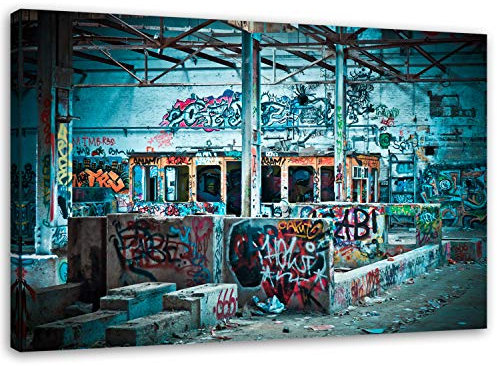 Feeby. Wandbild - 1 Teilig - 40x60 cm, Leinwand Bild Leinwandbilder Bilder Wandbilder Kunstdruck, FABRIK, GRAFFITI, MULTICOLOR