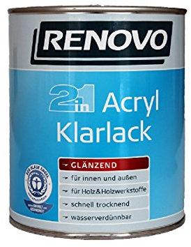 Renovo Acryl glänzender 2 in 1 Klar-Lack 750 ml für innen und außen
