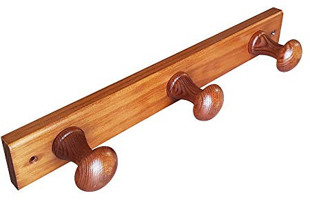 PERCHA Pared 3 Pomos madera pino lacado miel 356 X 50 X 72 MM