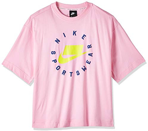 Desconocido Maglietta da Donna sconosciuta W NSW Nsp Top SS, Donna, Maglietta, AT0566, Rosa/Giallo (Pink Rise/Pink Rise/Opti Yellow), M