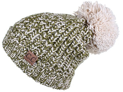 C.C HAT-123A Mütze mit großem Bommel - Gr�n - Einheitsgröße