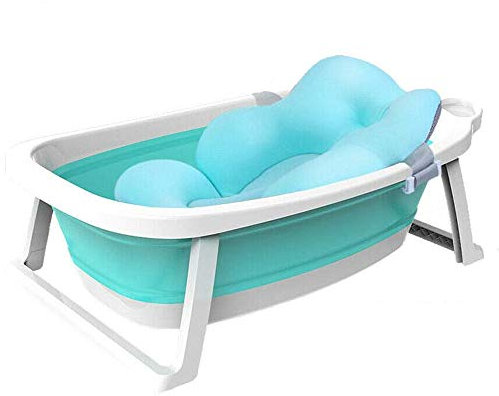 Baignoire bébé Fayelong grand épaississement bébé enfants baignoire pliable bassin de douche bébé avec tapis de sécurité/tapis de drainage à détection de température et piston pour bain 0-8 ans (bleu)
