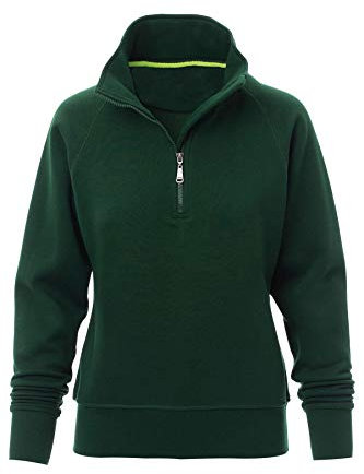 Mivaro Damen Troyer Pullover in Grün Größe L - Fleecegefütterter Sweatpullover mit Viertelzip - elastische Bündchen - stylischer Damenpullover für Frühling, Herbst oder kalte Sommerabende