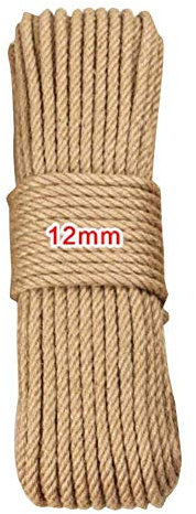 Jingyun Corde de Chanvre de Couleur Naturelle Durable (12mm) Corde de décoration de bricolage-50 mètres