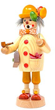 Drechslerei Friedbert Uhlig, Räuchermännchen Nr. 072, Clown, 25 cm hoch, aus regionalem Holz gedrechselt, echte Handarbeit aus dem Erzgebirge, Weihnachten, Holzkunst, Echtholz