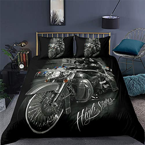 AYMAING Bettwäsche 3D Gothic Schädel Bettbezug Set 155x220cm Bettwäsche Set 3 Teilig Bettbezüge Mikrofaser Bettbezug mit Reißverschluss und 2 Kissenbezug 50x75cm