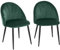 HOMCOM Set di 2 Sedie Sala da Pranzo, Sedie Cucina Moderne con Schienale a Conchiglia e Gambe in Metallo, Sedia in Velluto con Imbottita per Cucina, Camera da Letto, Ufficio e Soggiorno, Verde