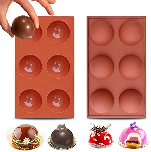 Molde de bomba de cacao caliente, moldes de silicona de 2.5 pulgadas, molde de bomba de chocolate caliente, bola de silicona de esfera grande para hornear, molde de silicona de media esfera de 6