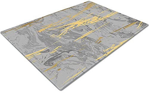 Glass Chopping Board 50 x 40 | Kitchen Worktop Protector | Multifunctional Cutting Board | Work Top Savers | Kitchen Accessories | Extra Large | Gold Grey Design