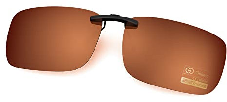Goiteia Brown Polarized Clip On Sunglasses Over Prescription Glasses Men Women,Compact Fit,Non-Flip Up
