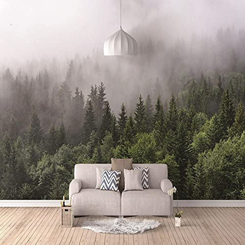 Fototapete Nebelwald 350x256cm 3D Fototapeten Wandbild Motivtapeten Vlies-Tapeten Wandtapete Tapete Wohnzimmer Schlafzimmer Wandbild