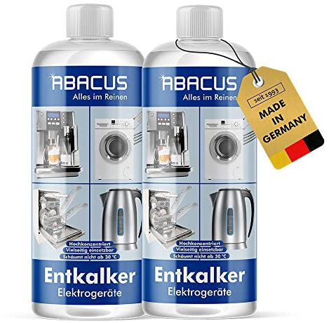 ABACUS® Entkalker, Geräteentkalker, Universal-Entkalker, Schnell-Entkalker, Entkalker Kaffeevollautomat, Entkalker Kaffeemaschine, Kalkentferner, Kalklöser, Entkalker-Konzentrat – Entkalker 2x 500 ml