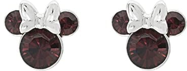 Disney Minnie Maus Rot Januar Geburtsstein Sterling Silber Kristall Ohrringe E905162RJANL