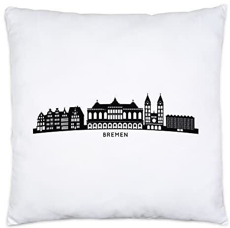 Hey!Print Bremen Skyline Kissen Inkl. Füllung Souvenir Andenken Deutsche Großstädte Motiv Stadt Silhouette Geschenkidee Umzug