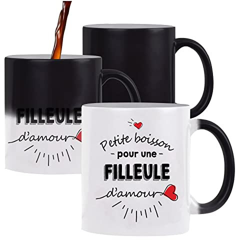 Planetee Mug magique Petite Boisson d'une Filleule d'amour | Idée Tasse Cadeau Famille Filleule Anniversaire Noël