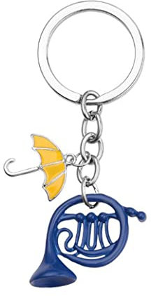 Fashion How I Met Your Mother Porte-clés en corne avec mini parapluie en corne pour sac à dos et voiture, bleu