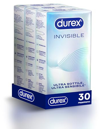 Durex Invisible, Preservativi Ultra Sottili, 30 Profilattici