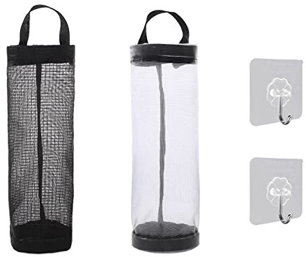 Soporte para Bolsa de plástico Bolsa de Basura de Malla Dispensadores de Almacenamiento Colgantes Plegables Organizador de Soporte Reciclaje Bolsillo de supermercado 2 Ganchos Cocina