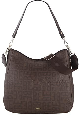 Be Mine Beuteltasche Emilie | große Einkaufstasche für Damen | praktisches Hauptfach mit Reißverschluss | Tasche aus hochwertigem Kunstleder | mit verstellbarem Schultergurt (Brown)