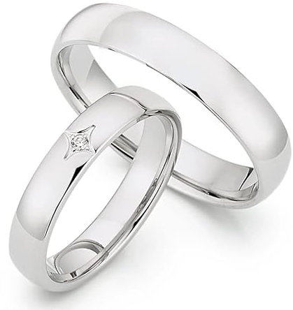 123traumringe Eheringe in 925 Silber I Partnerringe mit Etui & Gravur I Damenring mit 1 Zirkonia I Ringgröße 50-62 mm oder 54-70 mm I Verlobungsringe in 3,5/4,5 mm Breite & 1,6 mm Stärke S81A/S76