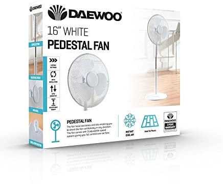 Daewoo 16'' White Pedestal Fan (COL1568)
