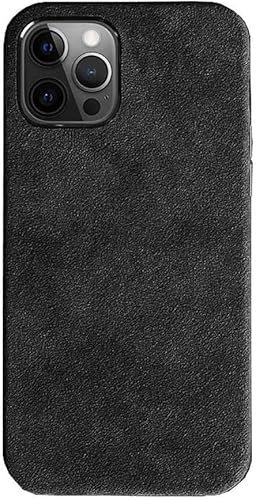 SERDAS Für Apple iPhone 12 und iPhone 12 Pro 6,1 Zoll Handyabdeckung, vollständig umwickelte Alcantara Handyhülle [Bildschirm- und Kameraschutz] (Farbe: Schwarz)