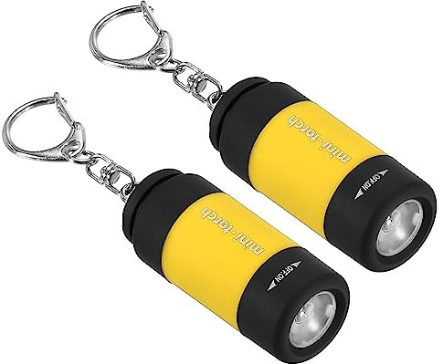 PATIKIL 2.1 Mini Rechargeable LED Keychain Flashlight, 2 Pack EDC Portable Small Torch with USB Charging for Everyday Carry, Yellow