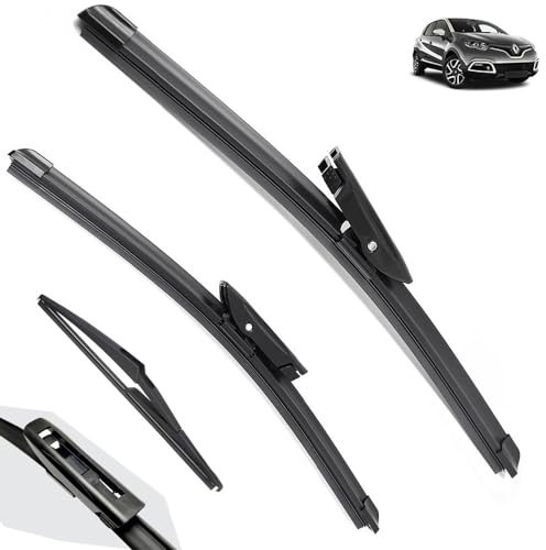 Limpiaparabrisas de coche compatible con Renault Captur Kaptur 2013-2016, limpiaparabrisas trasero delantero de coche, limpiaparabrisas de goma suave, parabrisas automático de 26+14+11 2015 (Col