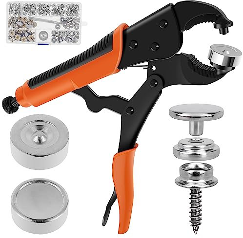 Druckknöpfe Set mit Zange Edelstahl Knopfzange Druckknöpfe Set mit 150 Sätze 19mm Druckknöpfe und Feste Knöpfe Werkzeug Snaply Druckknöpfe Set mit Aufbewahrungskiste für DIY Basteln Kleidung Taschen